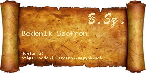 Bedenik Szofron névjegykártya